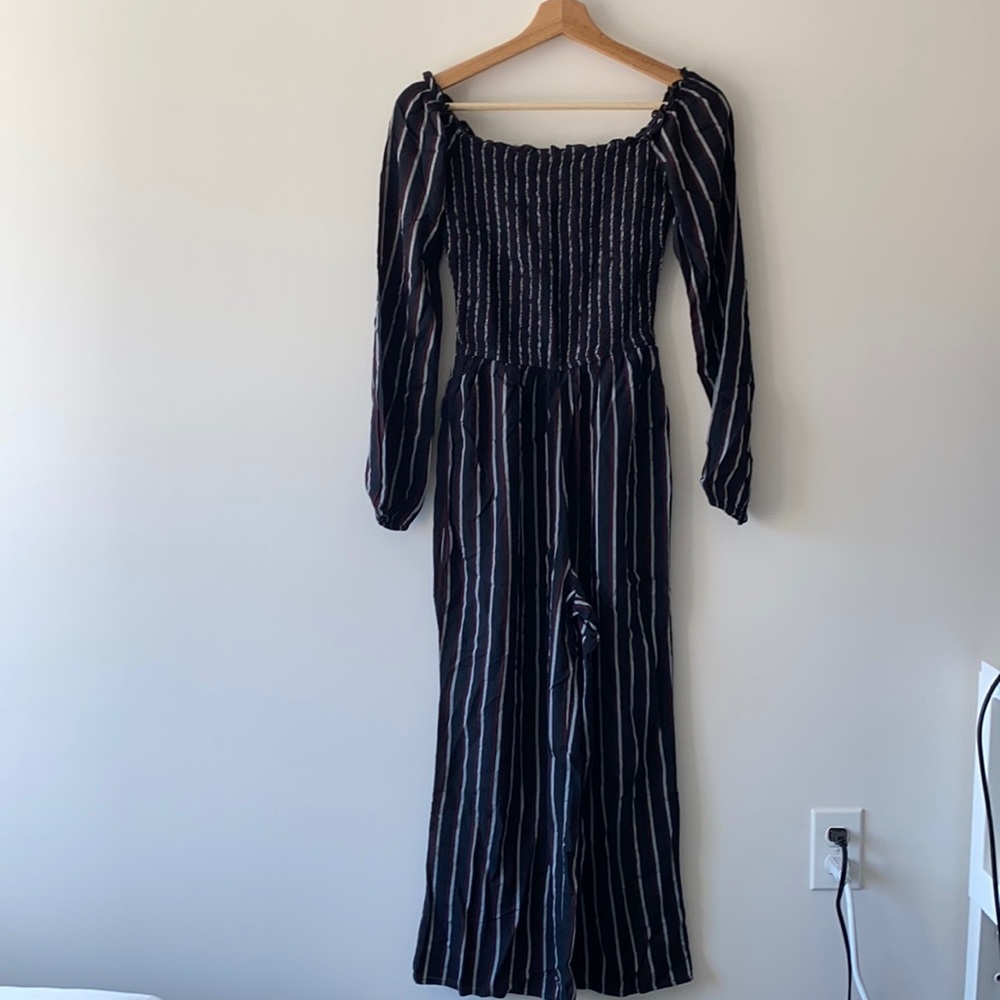 Hollister Striped Off the Shoulder Jumpsuit